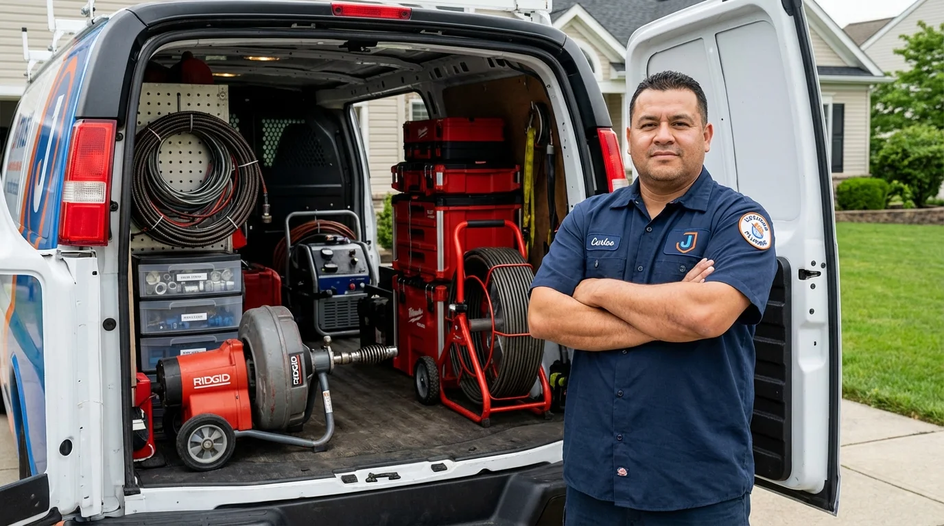 Professional drain cleaning equipment and Johns Plumbing LLC plumber in Seagraves