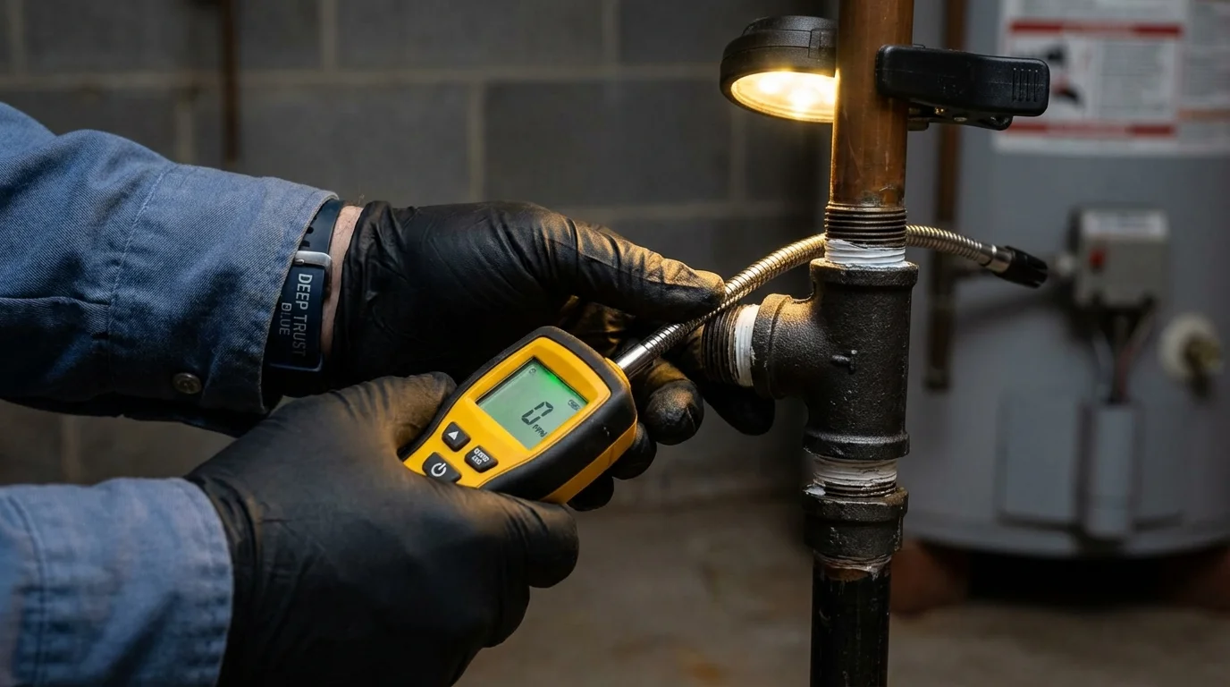 Gas leak detection with electronic sniffer by Johns Plumbing LLC in Seagraves