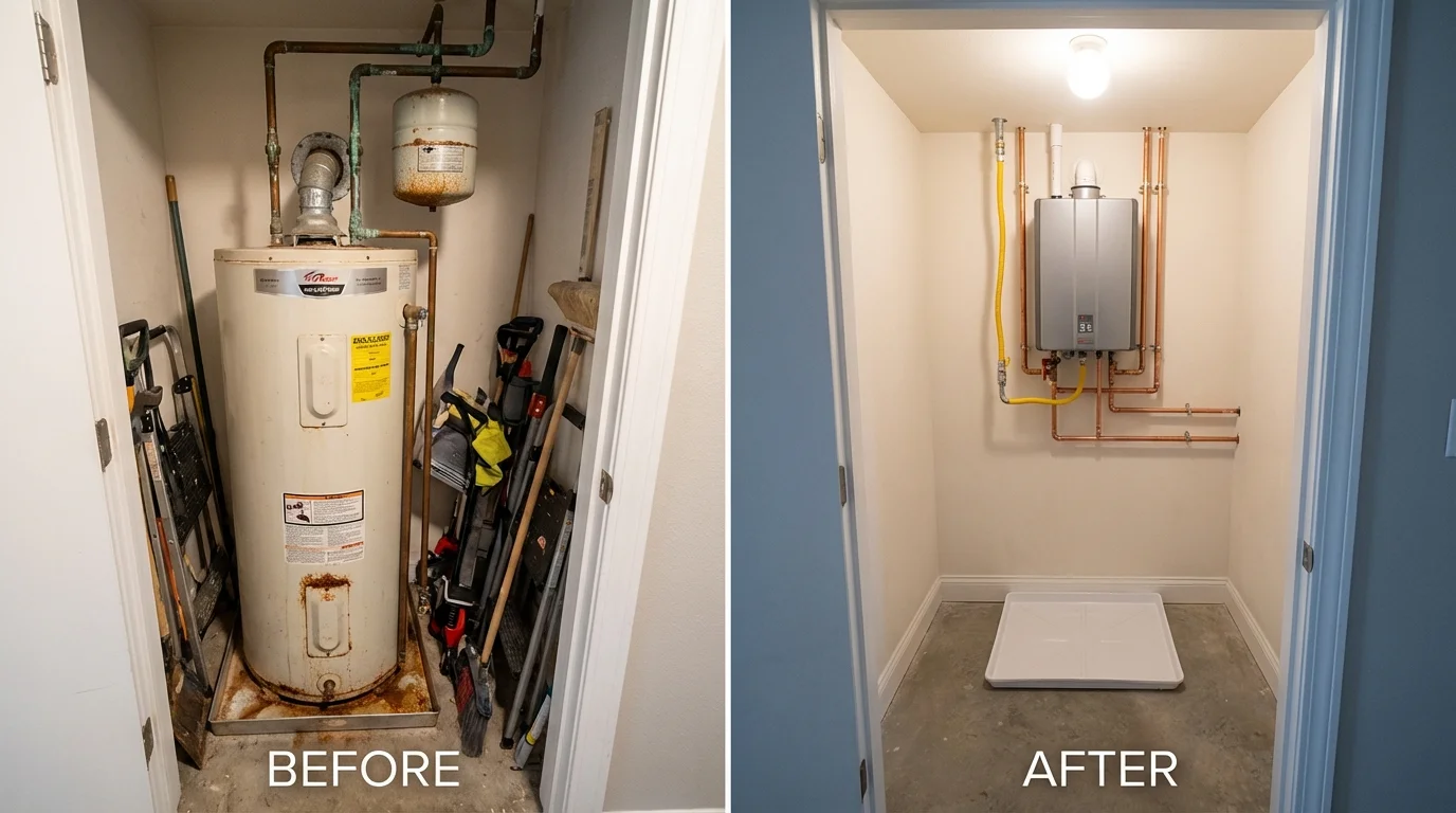 Tank water heater versus wall-mounted tankless unit comparison for Seagraves, TX homeowners