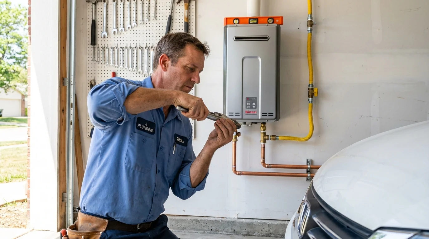 Tankless water heater installation by a Johns Plumbing LLC plumber in Seagraves
